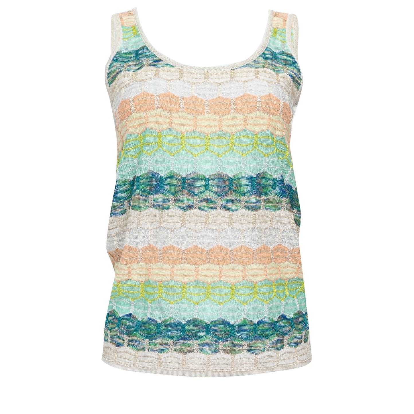 Load image into Gallery viewer, Striped Tank Top In Honeycomb Knit White/Green - Top
