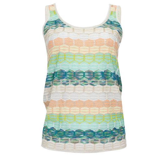 Striped Tank Top In Honeycomb Knit White/Green