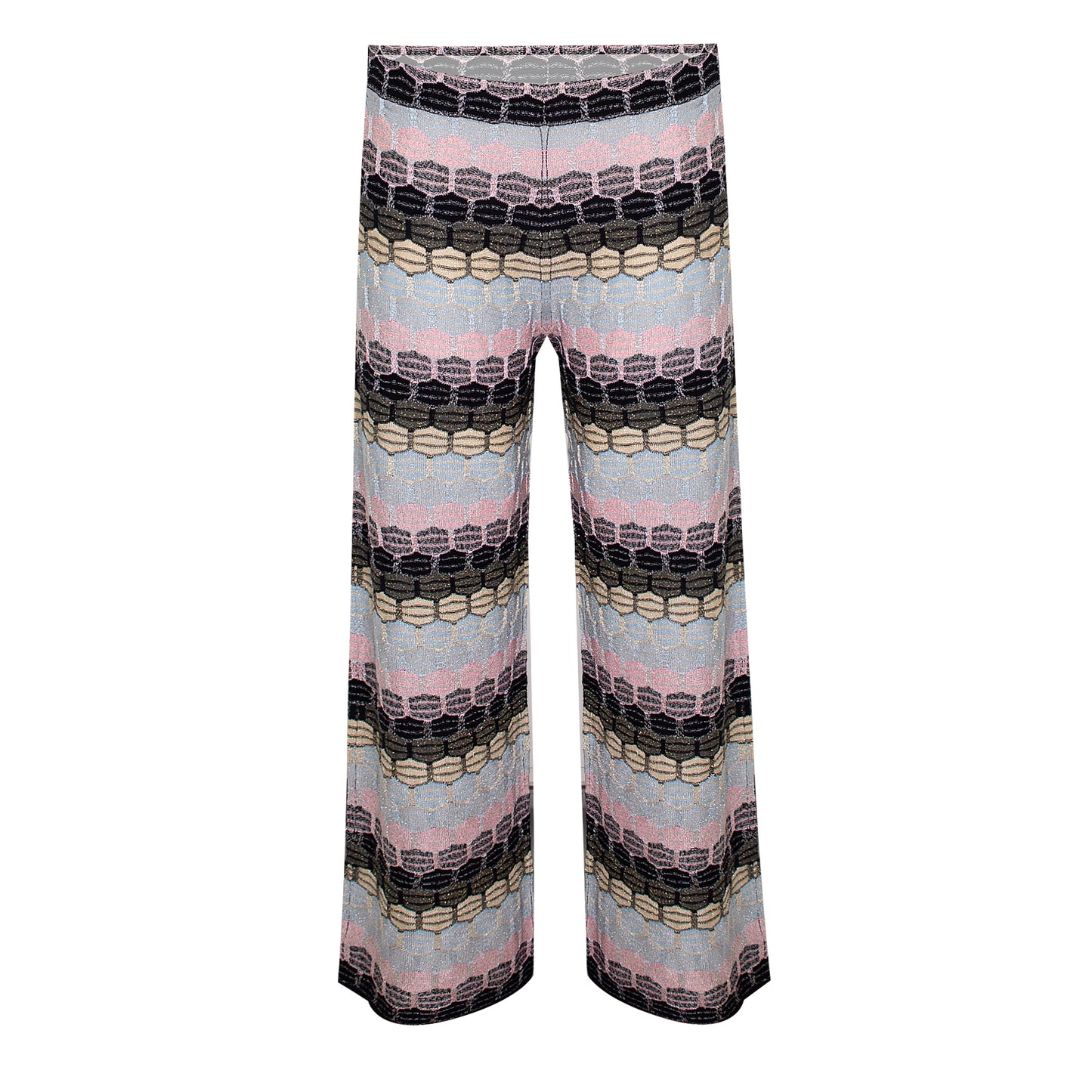 Striped Trouser In Honeycomb Knit Black