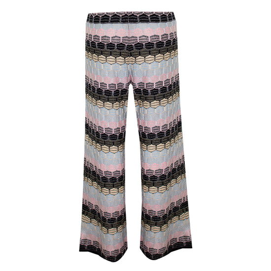 Striped Trouser In Honeycomb Knit Black
