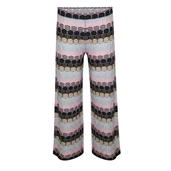 Striped Trouser In Honeycomb Knit Black