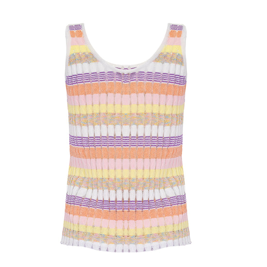 Load image into Gallery viewer, Tank Top in Racking Knit White/Pink/Peach
