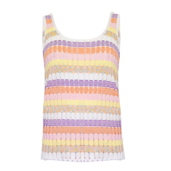 Load image into Gallery viewer, Tank Top in Racking Knit White/Pink/Peach
