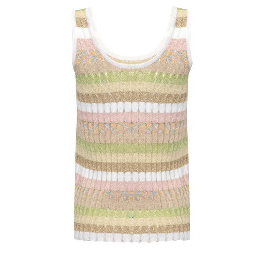 Tank Top in Racking Knit White/Mint