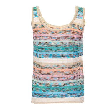 Tank Top In Striped Tuck Stitch Knit Multicolour - Top
