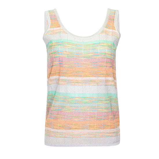 Load image into Gallery viewer, Tank Top In Striped Tuck Stitch Knit White/Pink
