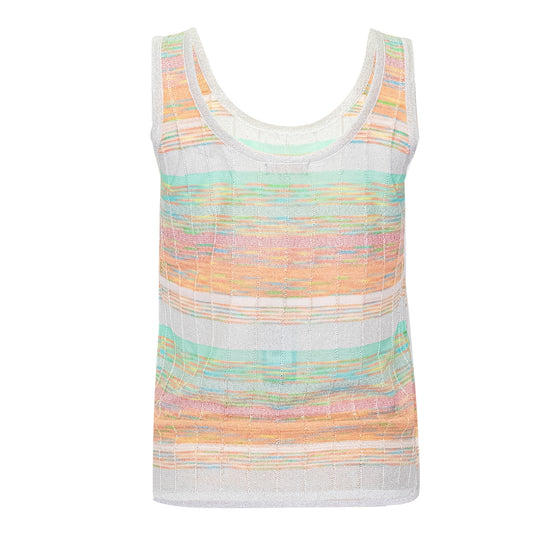 Load image into Gallery viewer, Tank Top In Striped Tuck Stitch Knit White/Pink
