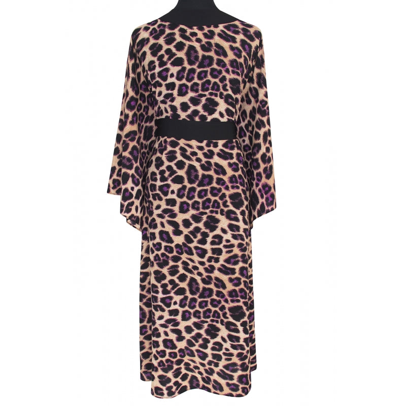 Safari Purple Leopard Long Kimono