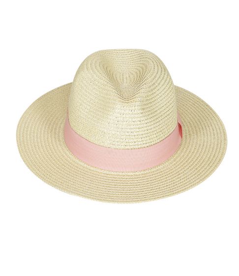 Panama Hat Beige With Blush Band