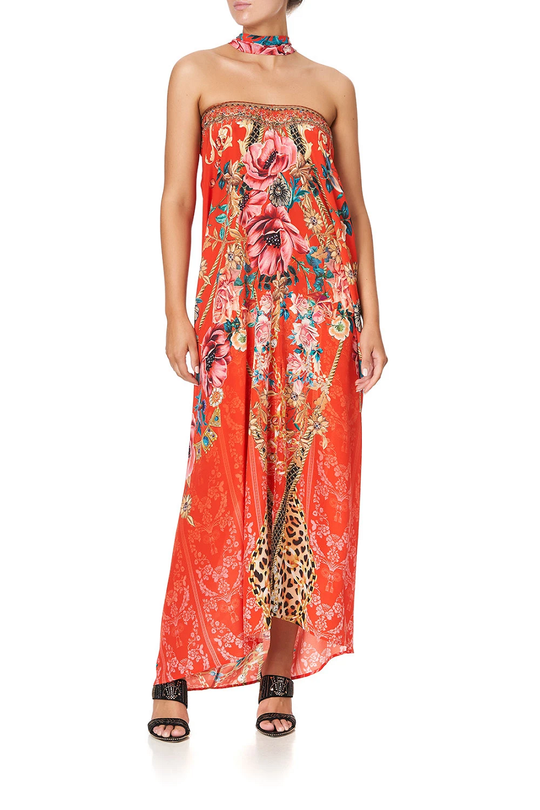 Load image into Gallery viewer, Embellished Kaftan in Red Floral Print
