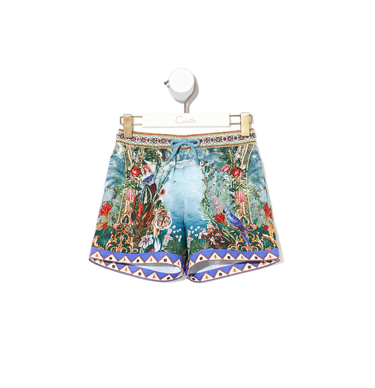 Boys Board Shorts in Printed Blue/Green | Camilla Kids