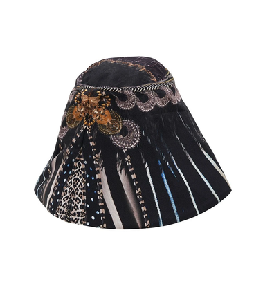 Designer Bucket Hat in Black Print 