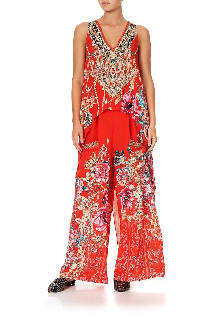Load image into Gallery viewer, Floral Print Ladies Top in Red 
