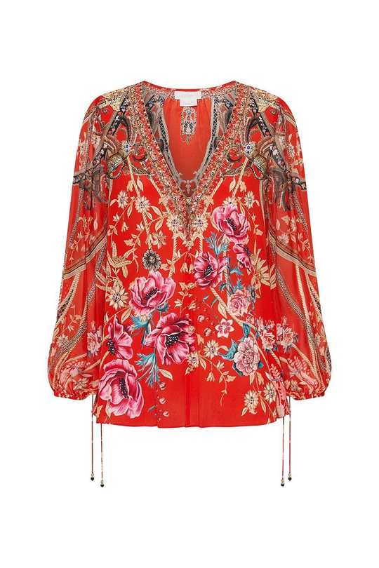 Designer Red Floral Blouse