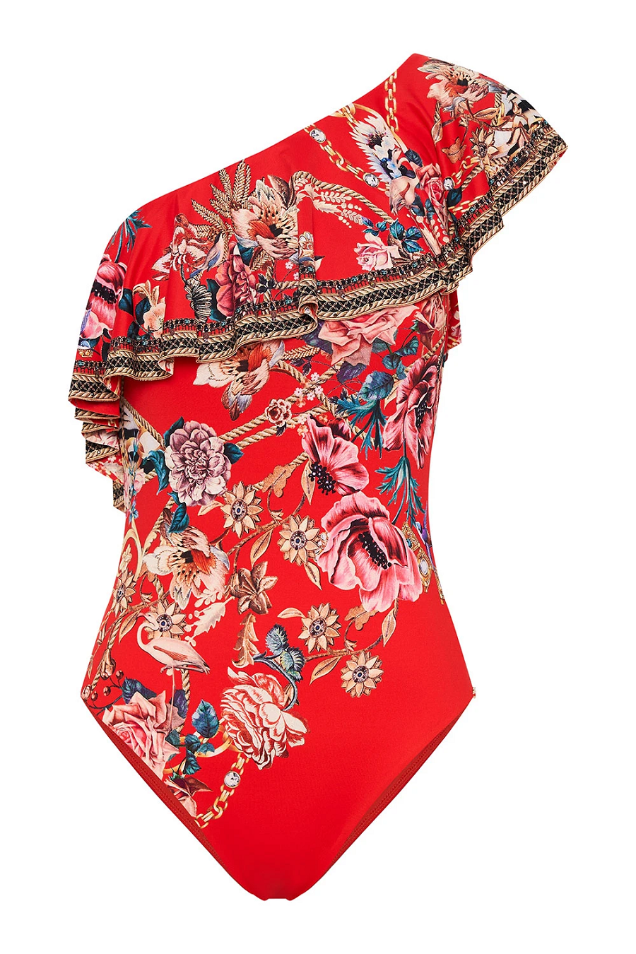Load image into Gallery viewer, Red One Piece Swimsuit in Floral Print
