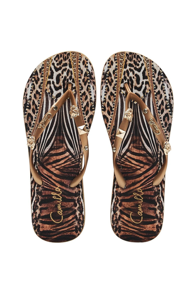 Rubber Flip Flops in Animal Print