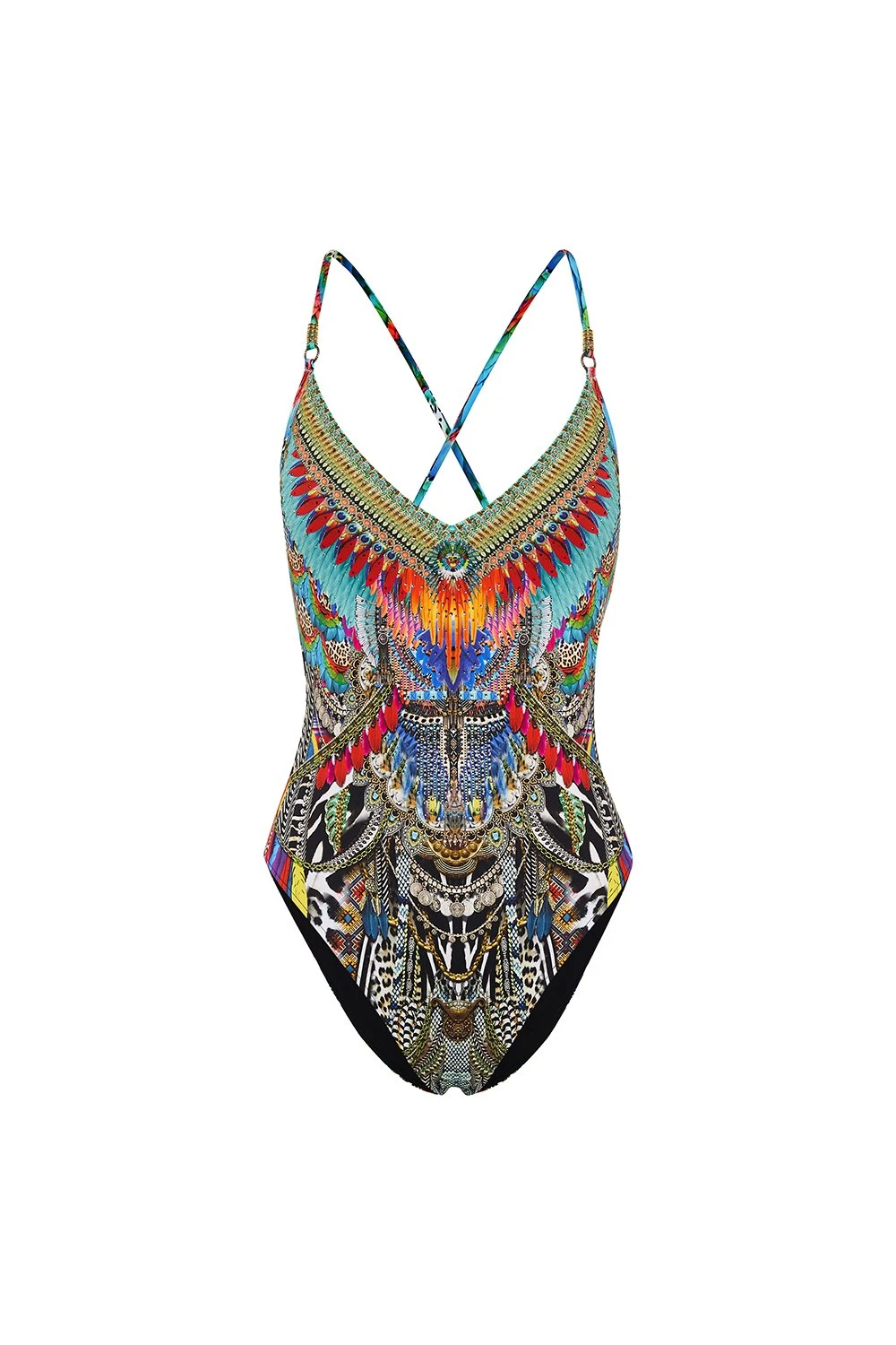 Load image into Gallery viewer, V Neck One Piece With Ring Trims Guardians Of The Sun - One Piece
