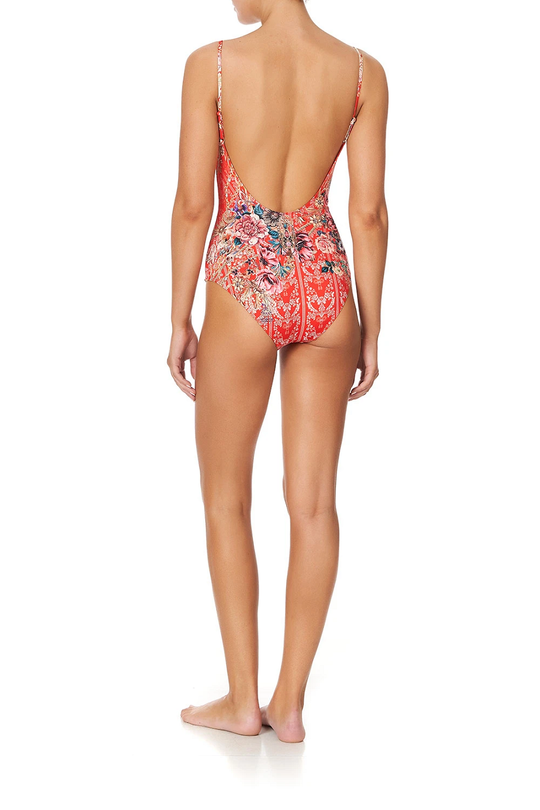  Red Underwired Swimsuit With Scoop Back