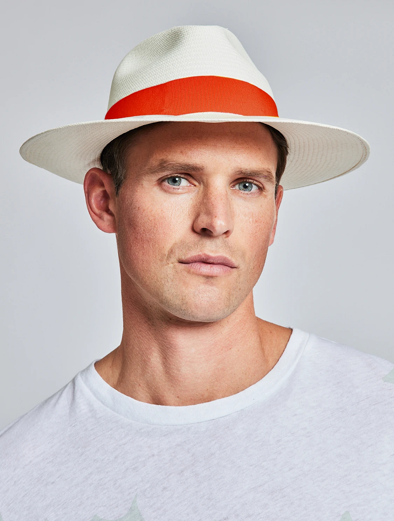 Panama Straw Hat with Orange Band Men’s Straw Hat Men’s Panama Hat