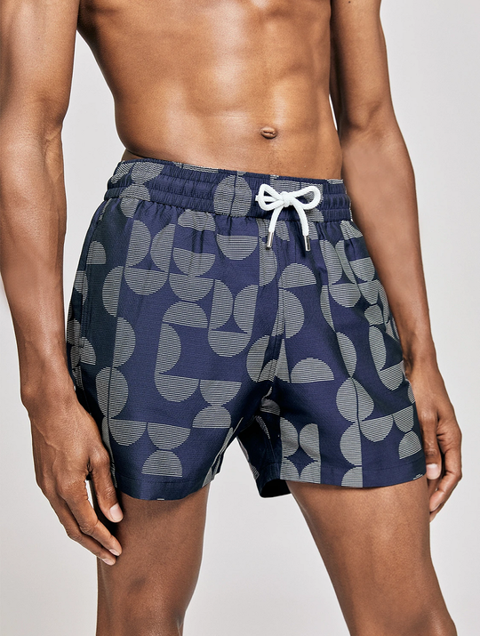 Printed Swim Shorts in Navy blue