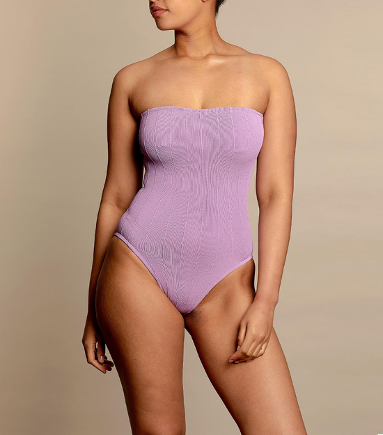 Lavender One Piece Strapless Swimsuit