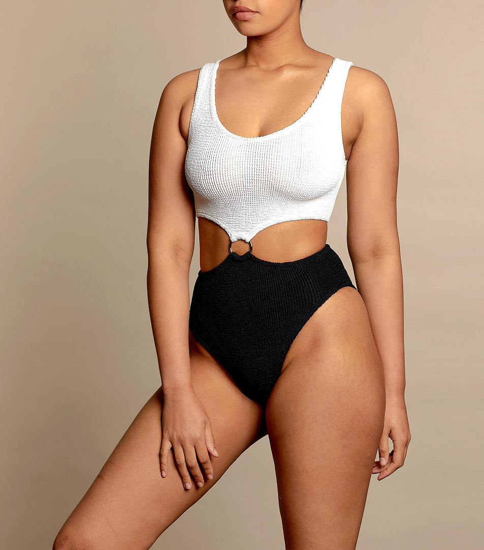 Load image into Gallery viewer, Pretty Woman Swimsuit White/Black - One Piece
