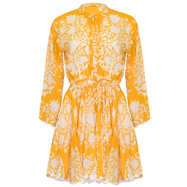 Long Sleeve Beach Dress In Palladio Print Saffron - Dress