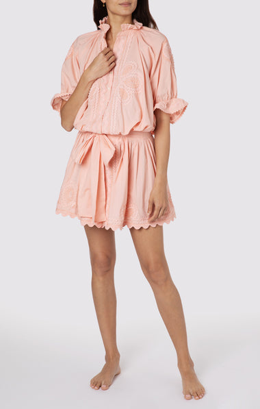 Poplin Blouson Dress With Ric Rac Embroidery Jaipur Pink - Dress