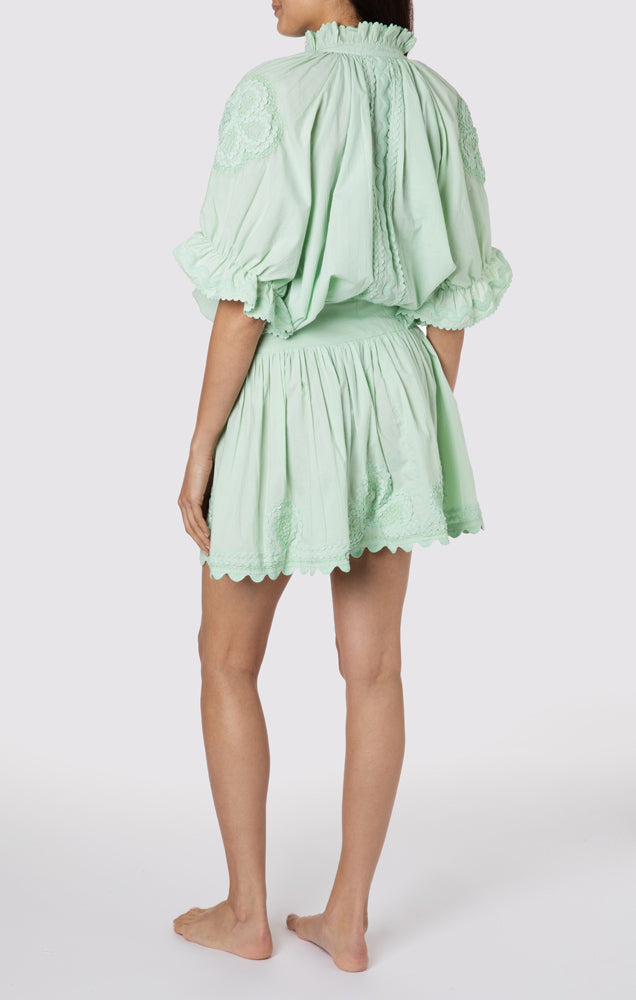 Load image into Gallery viewer, Poplin Blouson Dress With Ric Rac Embroidery Black - Dress
