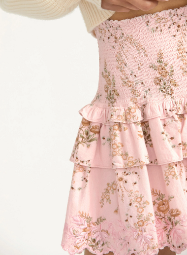 Smocked Ruffle Mini Skirt