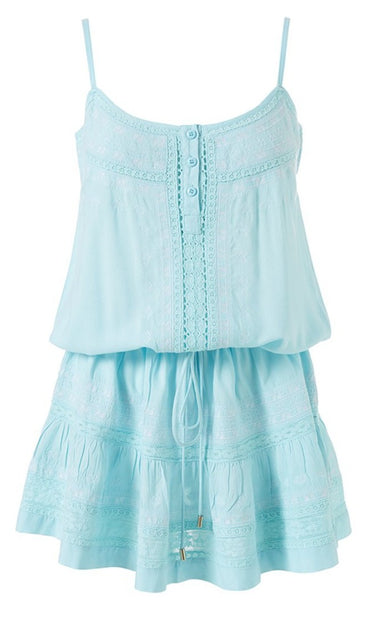 Karen Sky/White Short Kaftan - Kaftan