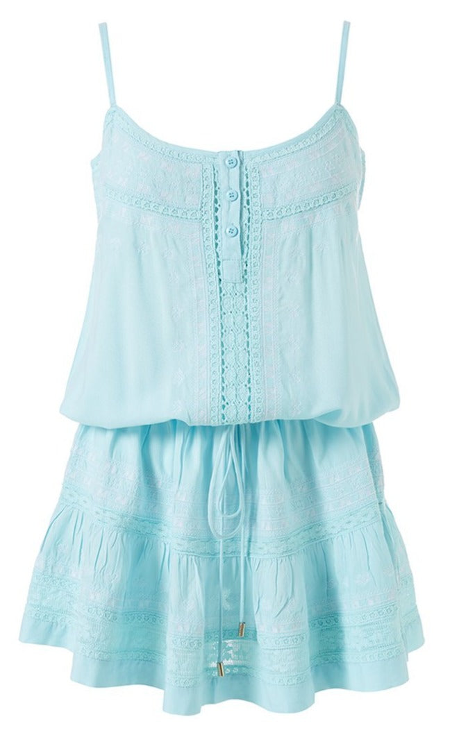 Load image into Gallery viewer, Karen Sky/White Short Kaftan - Kaftan
