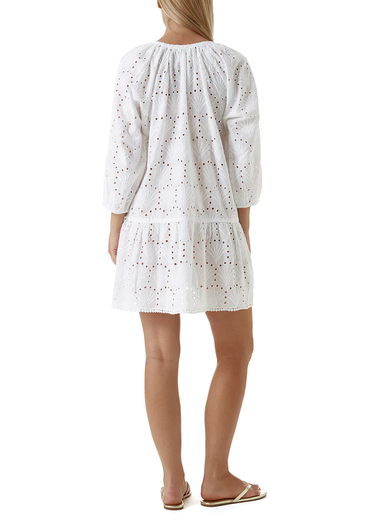 Melissa Odabash white mini kaftan, close-up