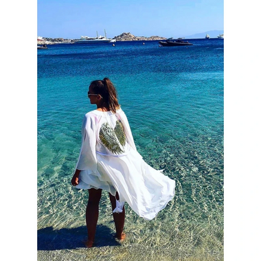 White Kimono with Angel Wings Long - Kimono