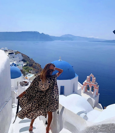 Leopard Print Kimono With Black Trim - Kaftan