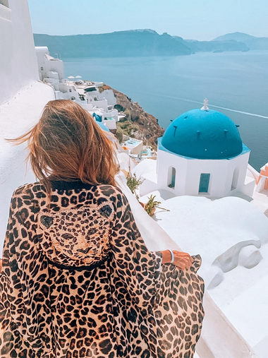 Leopard Print Kimono With Black Trim - Kaftan