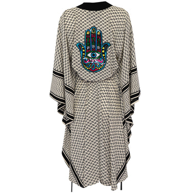 Tribe Long Kimono Hamsa In Black - Kimono