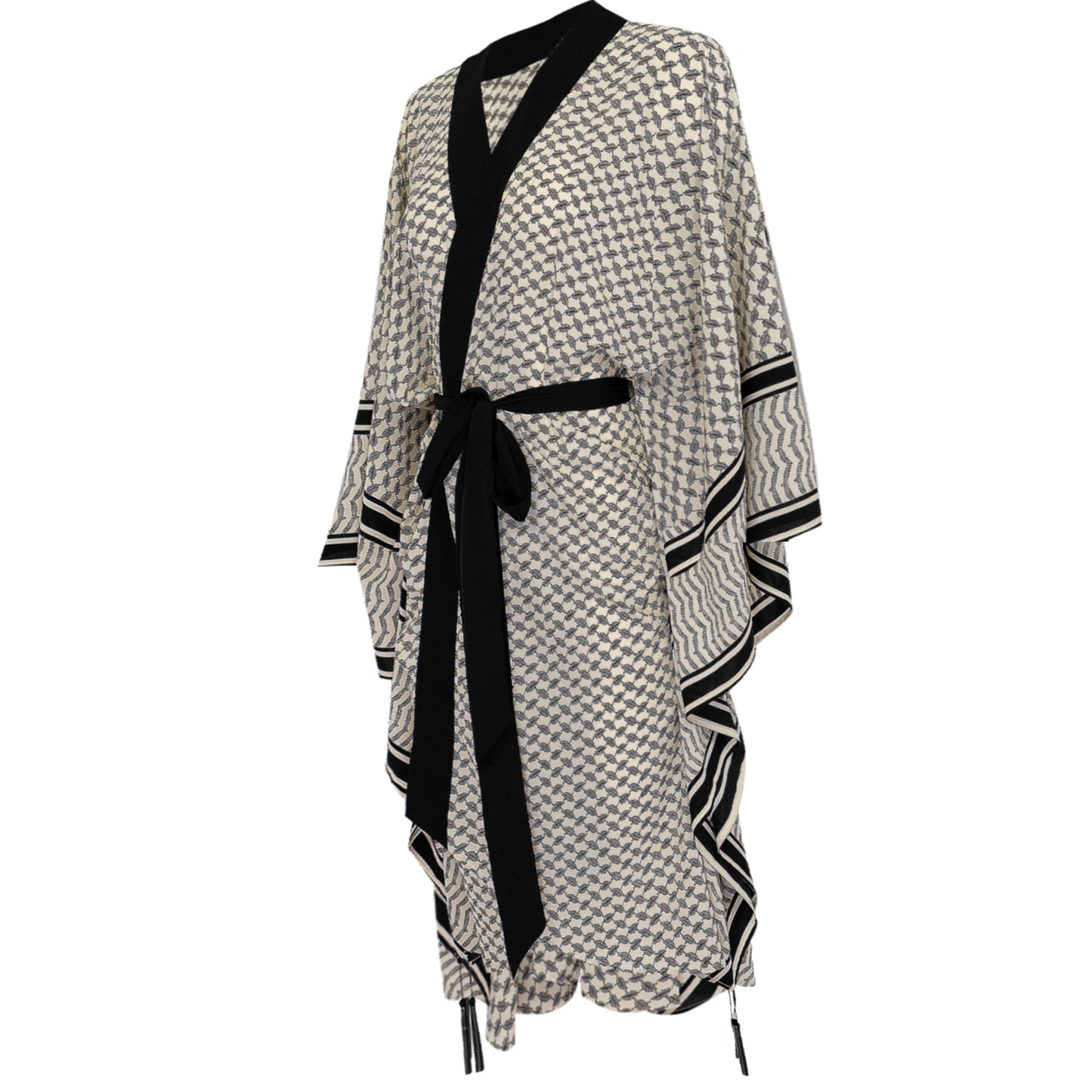Load image into Gallery viewer, Tribe Long Kimono Hamsa In Black
