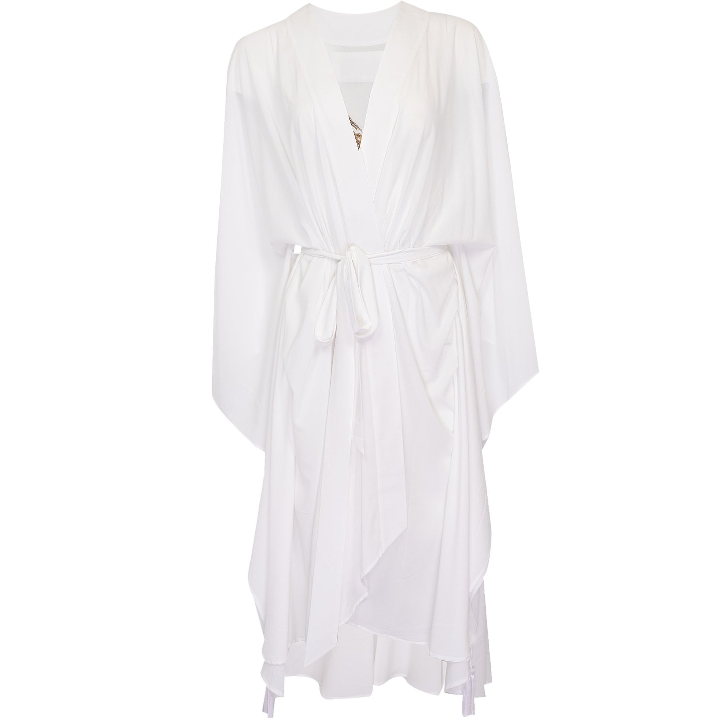 Load image into Gallery viewer, White Kimono with Angel Wings Long - Kimono
