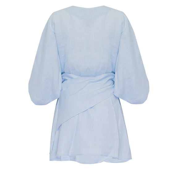 Short Dress Linen Blue
