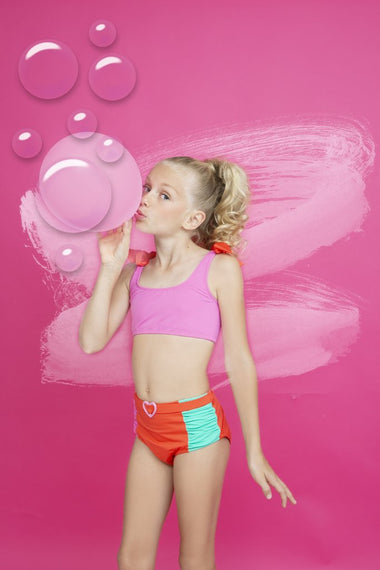 Bikini for Girls in Neon Pink/Orange