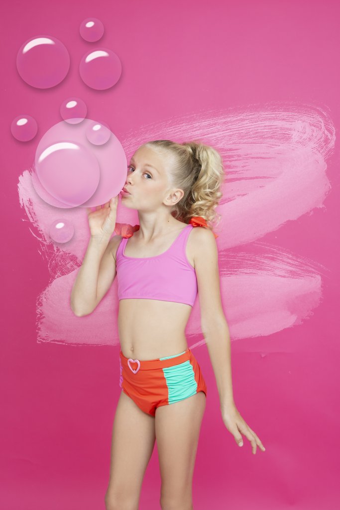 Load image into Gallery viewer, Bikini for Girls in Neon Pink/Orange
