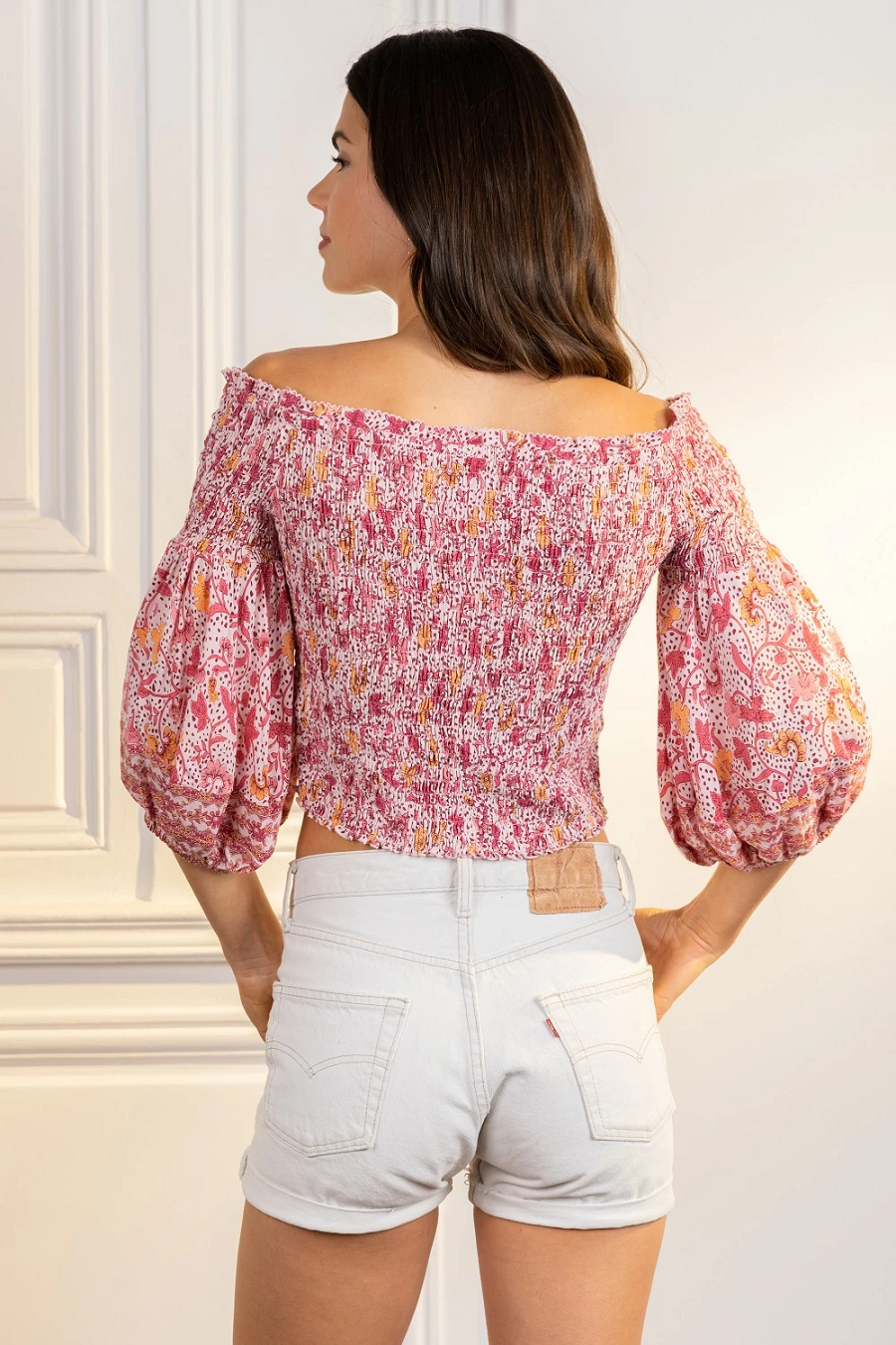 Load image into Gallery viewer, Top Ariel Smoched Pink Clary - Top
