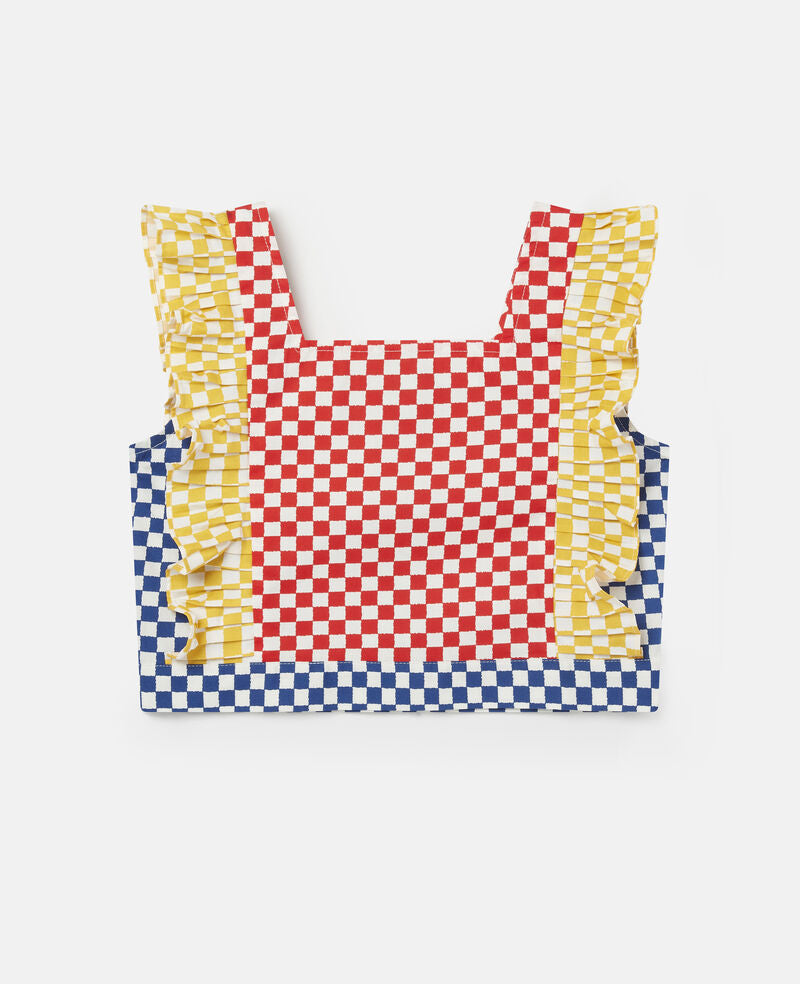 Load image into Gallery viewer, Girls Square Neck Top in Checkered Print
