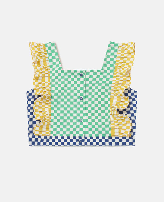 Load image into Gallery viewer, Girls Checkered Top with Centre Back Button Closure
