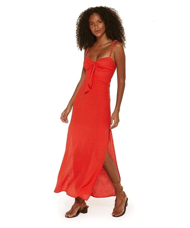 Solid Tricia Long Dress Coral - Dress