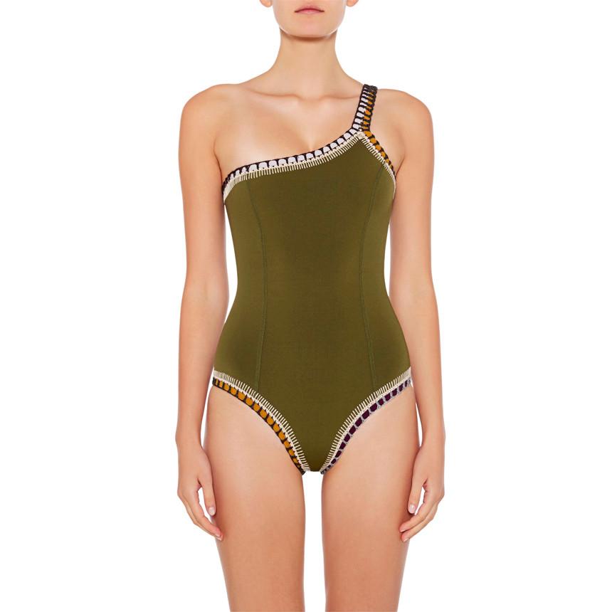 Wren One Shoulder Maillot Olive