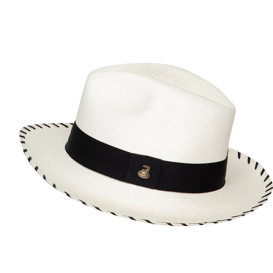 Load image into Gallery viewer, Panama Hat White Zebra with Black Band
