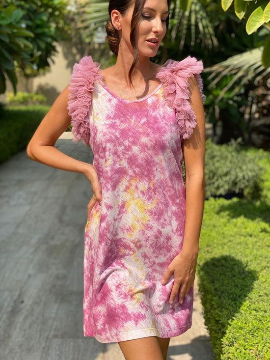 Biarritz Short Tule Dress Tie Dye Sunrise