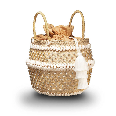 Straw Beach Bag with Tassels
